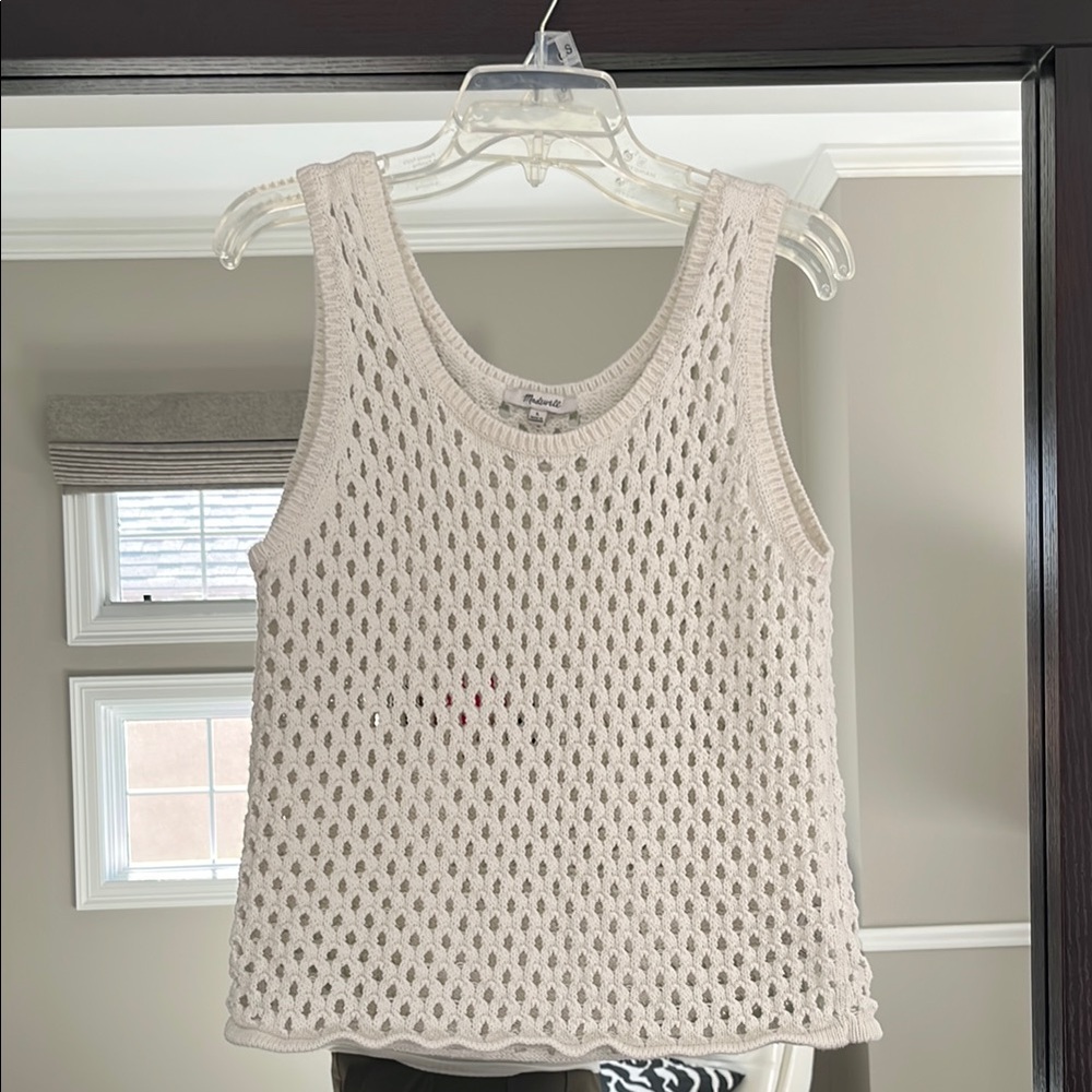 MADEWELL Women's Open Weave Cream Knit Tank Top